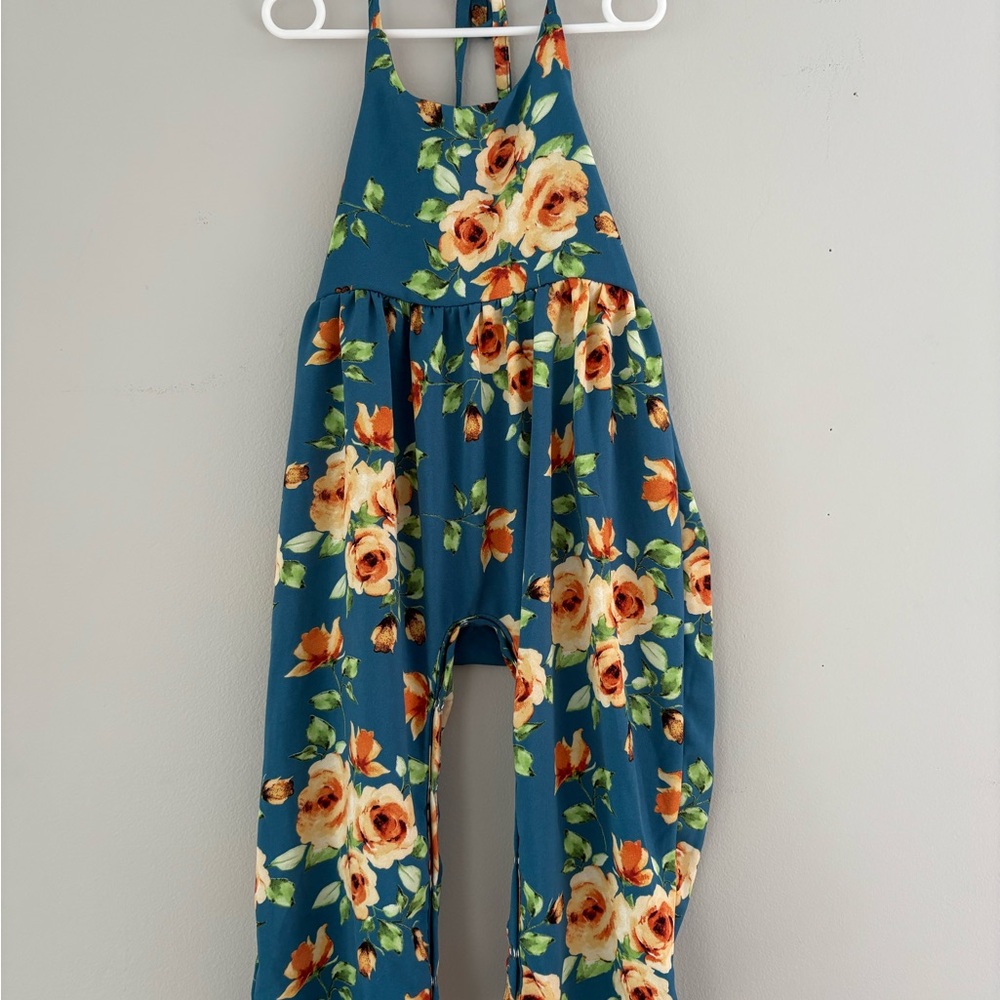 NWOT Bailey’s Blossoms Floral Teal Kids Romper